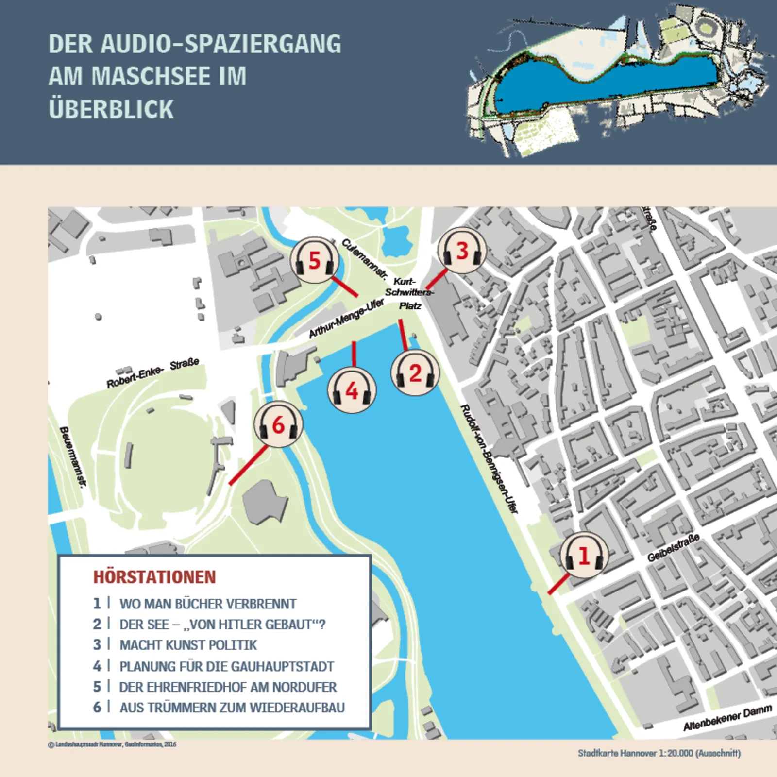 Überblick Audiospaziergang "Maschsee Geschichte weiterdenken"